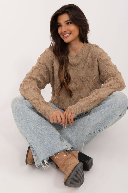 Sweter Damski Model AT-SW-2361.61 Dark Beige - AT