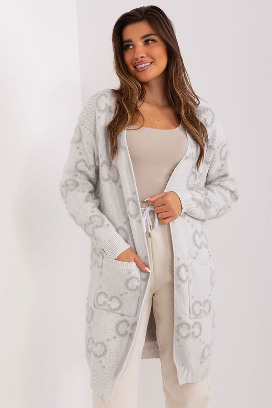  Sweter Kardigan Model AT-SW-23401-A.86 Light Grey - AT 