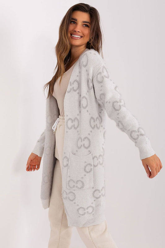  Sweter Kardigan Model AT-SW-23401-A.86 Light Grey - AT 