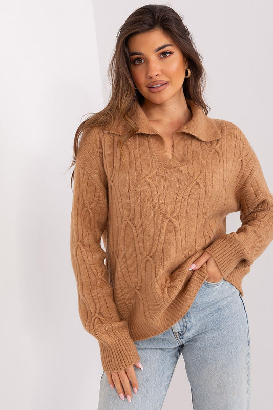   Sweter Damski Model AT-SW-2349-2.27 Camel - AT 