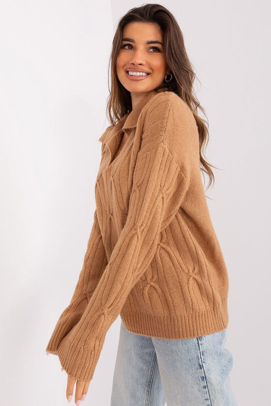   Sweter Damski Model AT-SW-2349-2.27 Camel - AT 