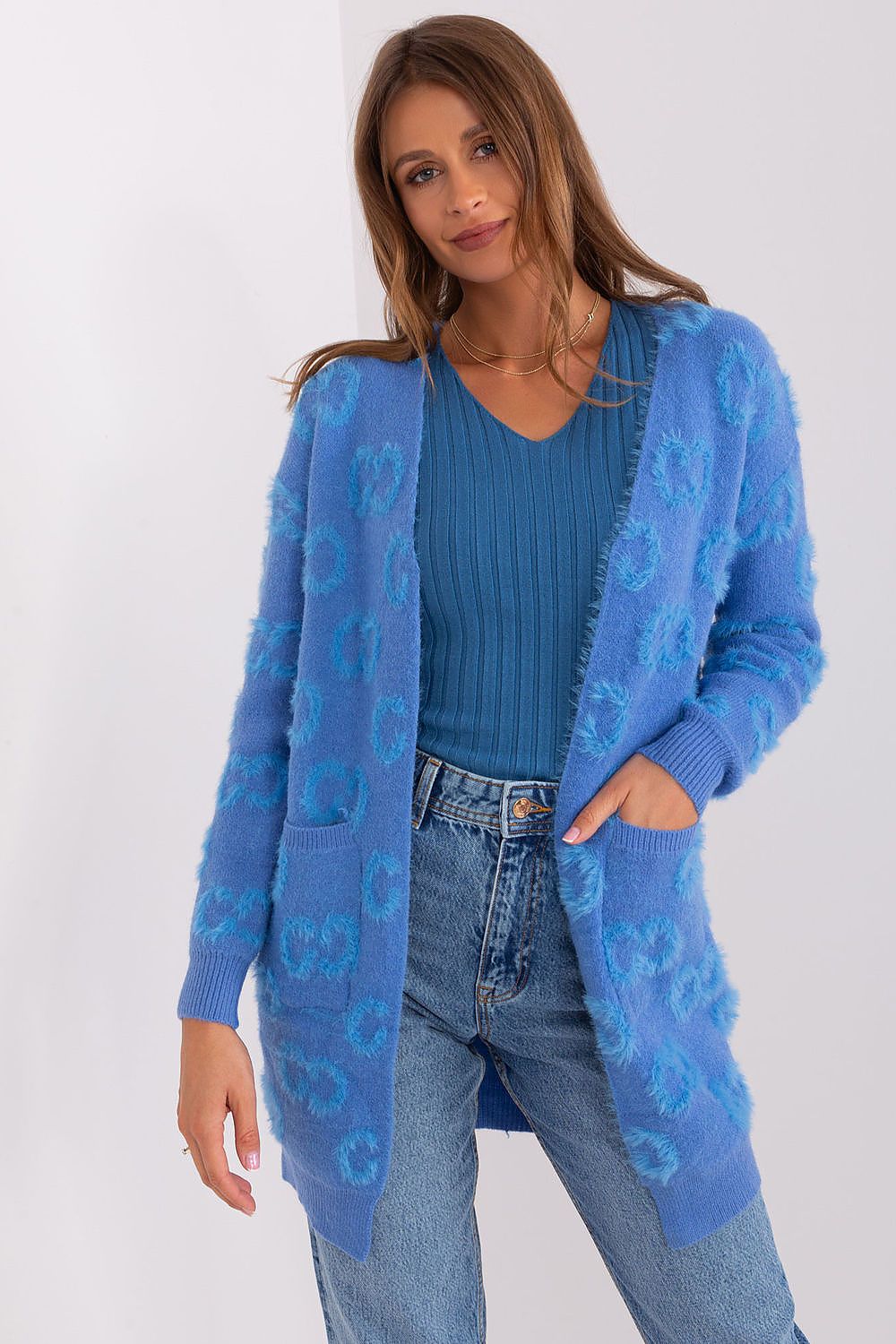  Sweter Kardigan Model AT-SW-234502.38X Blue - AT 