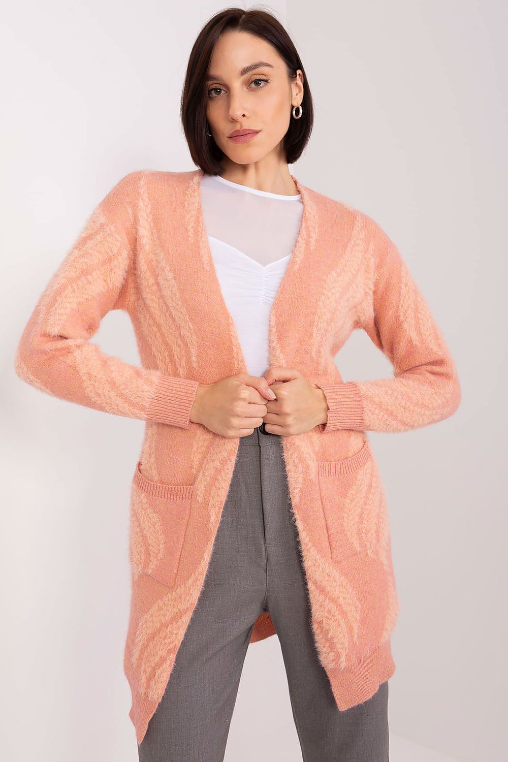  Sweter Kardigan Model AT-SW-234501.00P Dark Pink - AT 