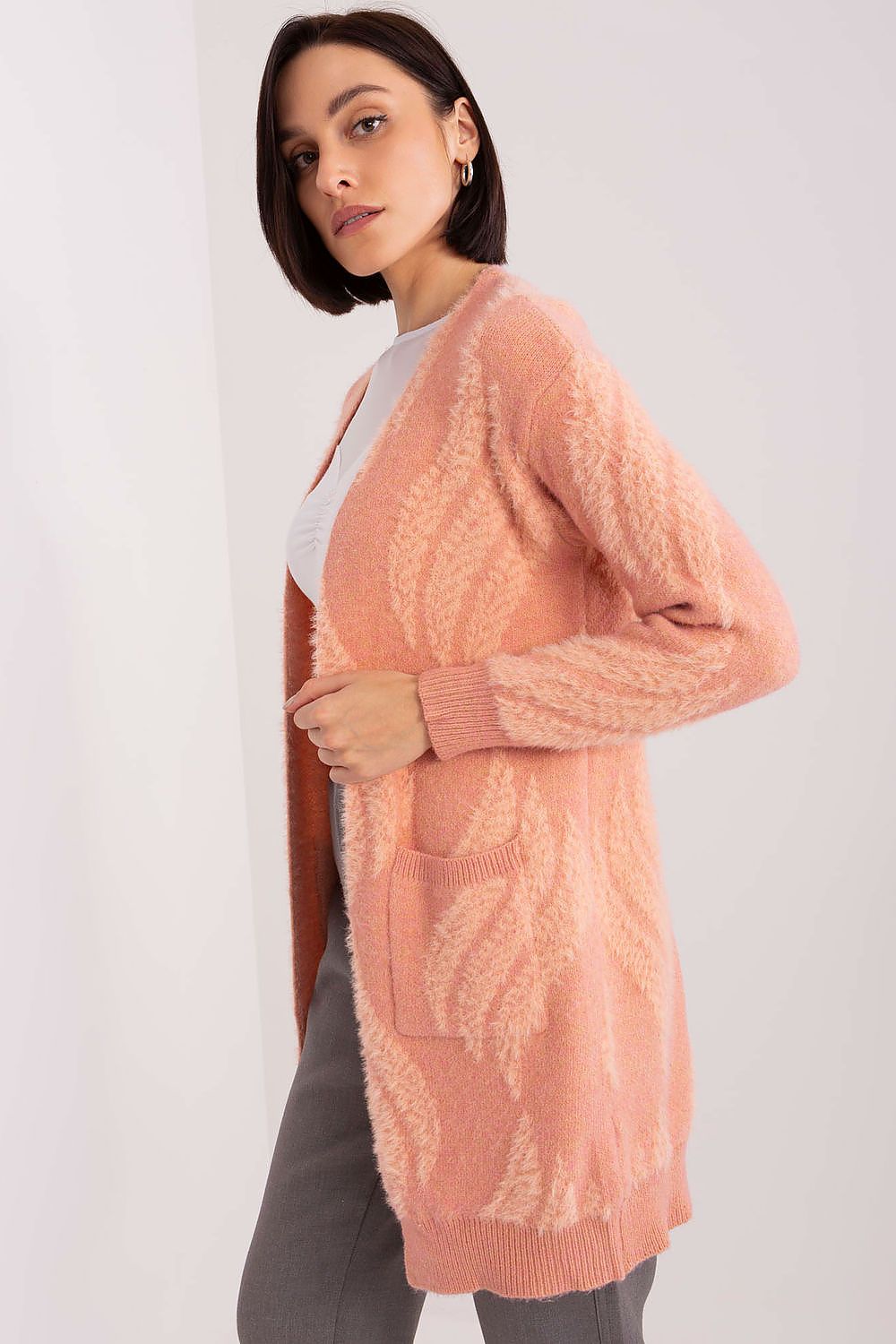  Sweter Kardigan Model AT-SW-234501.00P Dark Pink - AT 