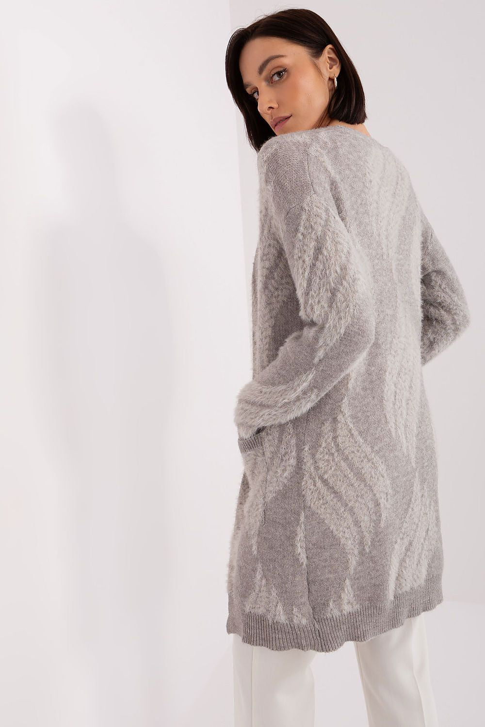  Sweter Kardigan Model AT-SW-234501.00P Grey - AT 