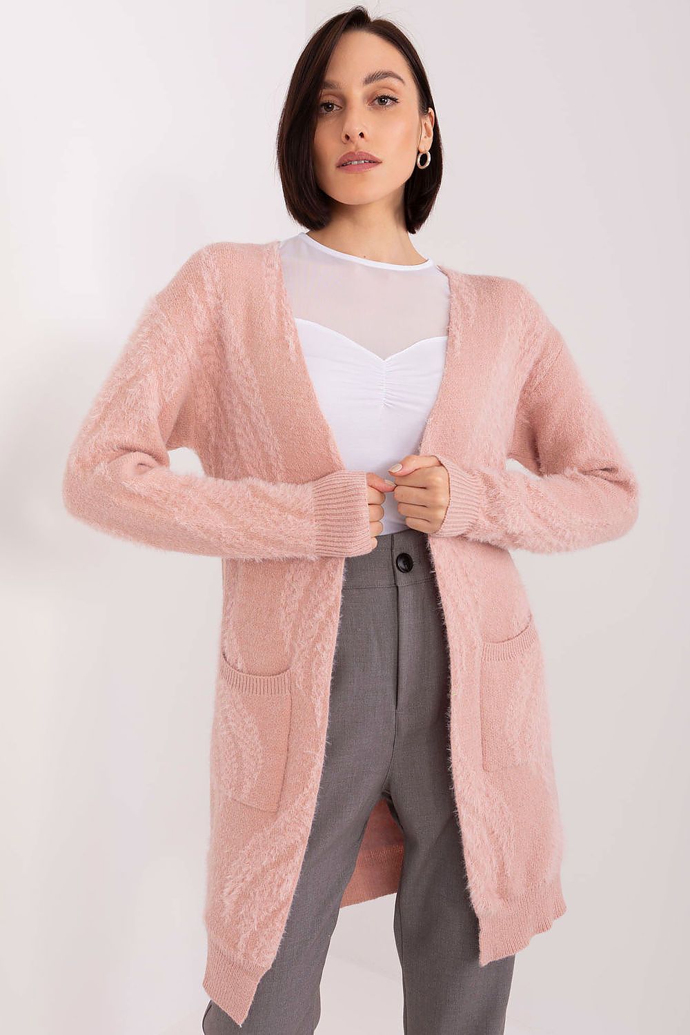  Sweter Kardigan Model AT-SW-234501.00P Light Pink - AT 