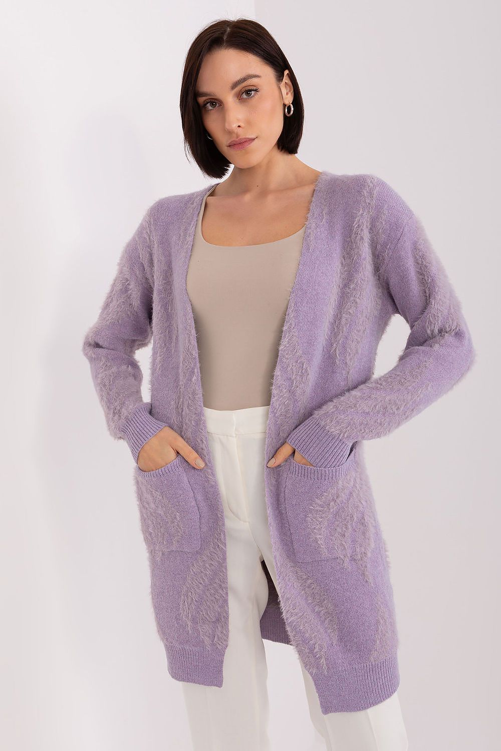  Sweter Kardigan Model AT-SW-234501.00P Light Violet - AT 