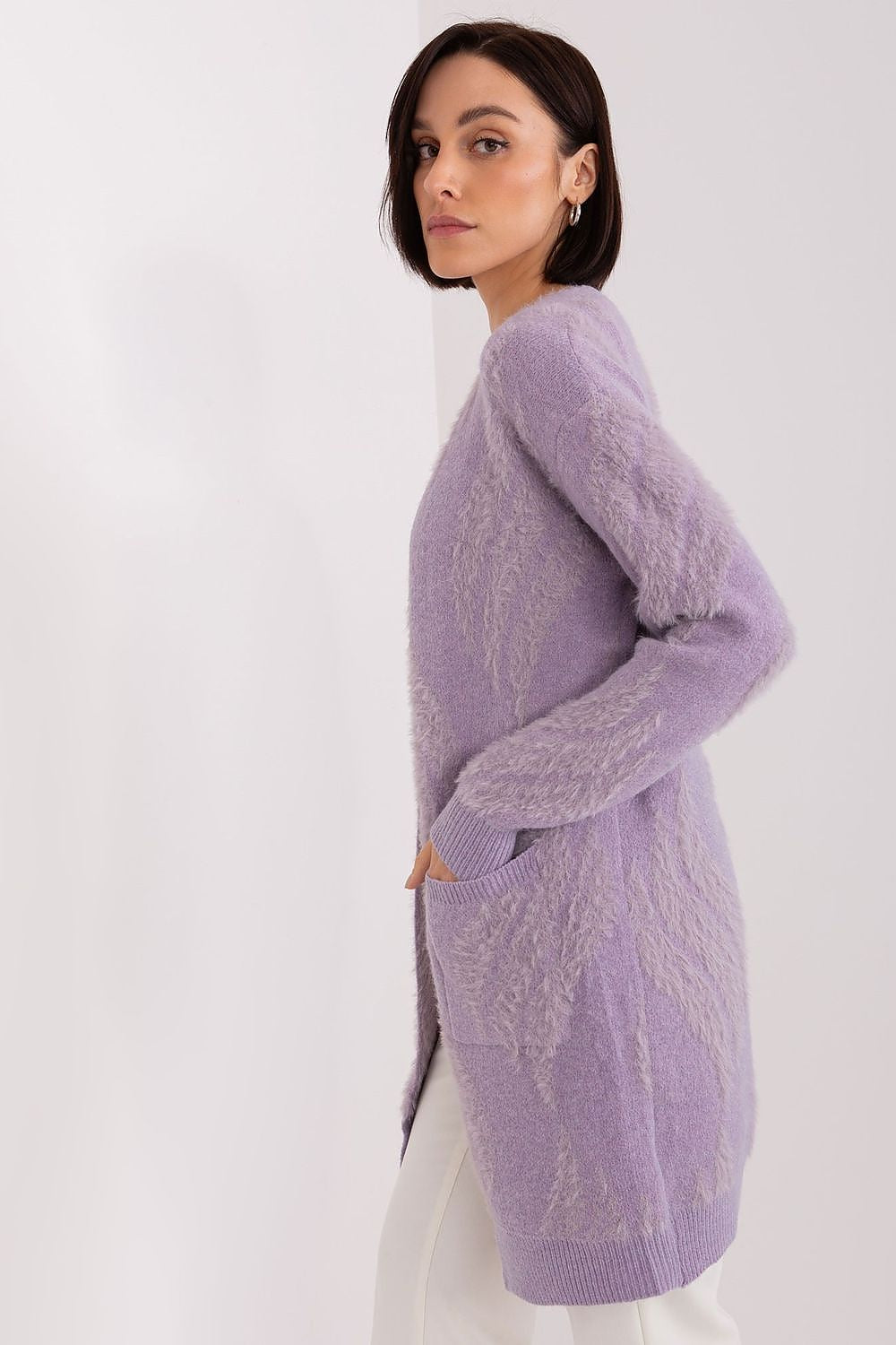  Sweter Kardigan Model AT-SW-234501.00P Light Violet - AT 