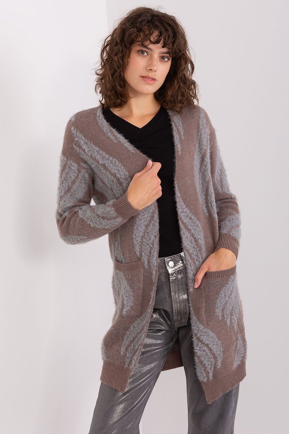  Sweter Kardigan Model AT-SW-234501.00P Dark Brown - AT 