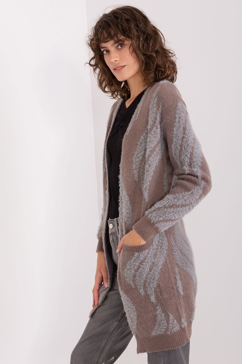  Sweter Kardigan Model AT-SW-234501.00P Dark Brown - AT 