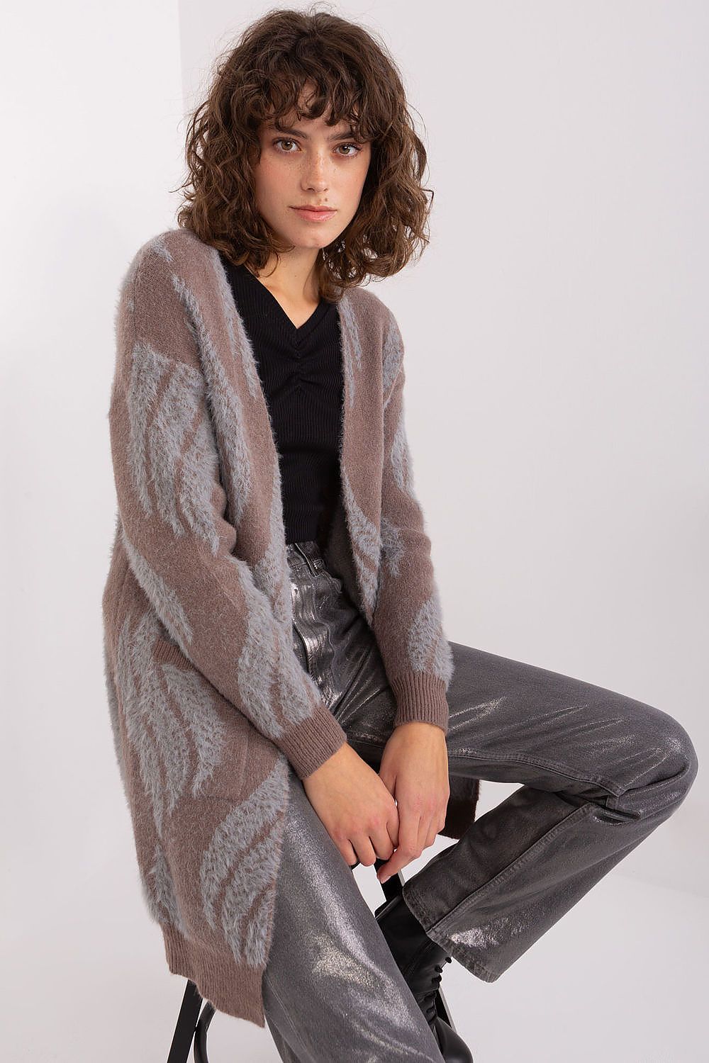  Sweter Kardigan Model AT-SW-234501.00P Dark Brown - AT 