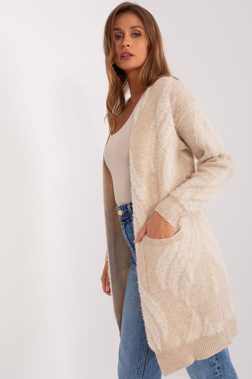  Sweter Kardigan Model AT-SW-234501.00P Light Beige - AT 