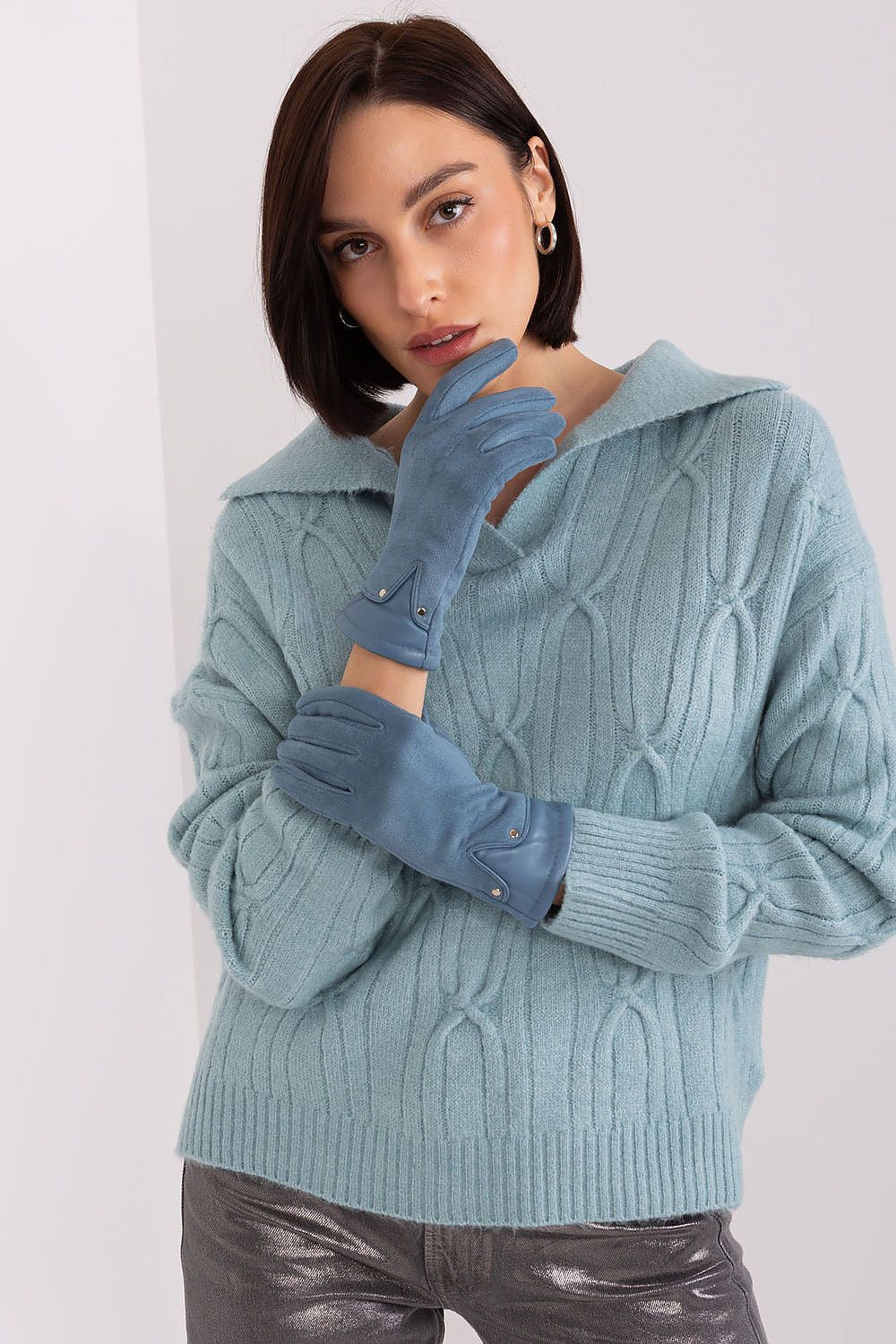   Rękawiczki Model AT-RK-239507.94P Grey/Blue - AT 