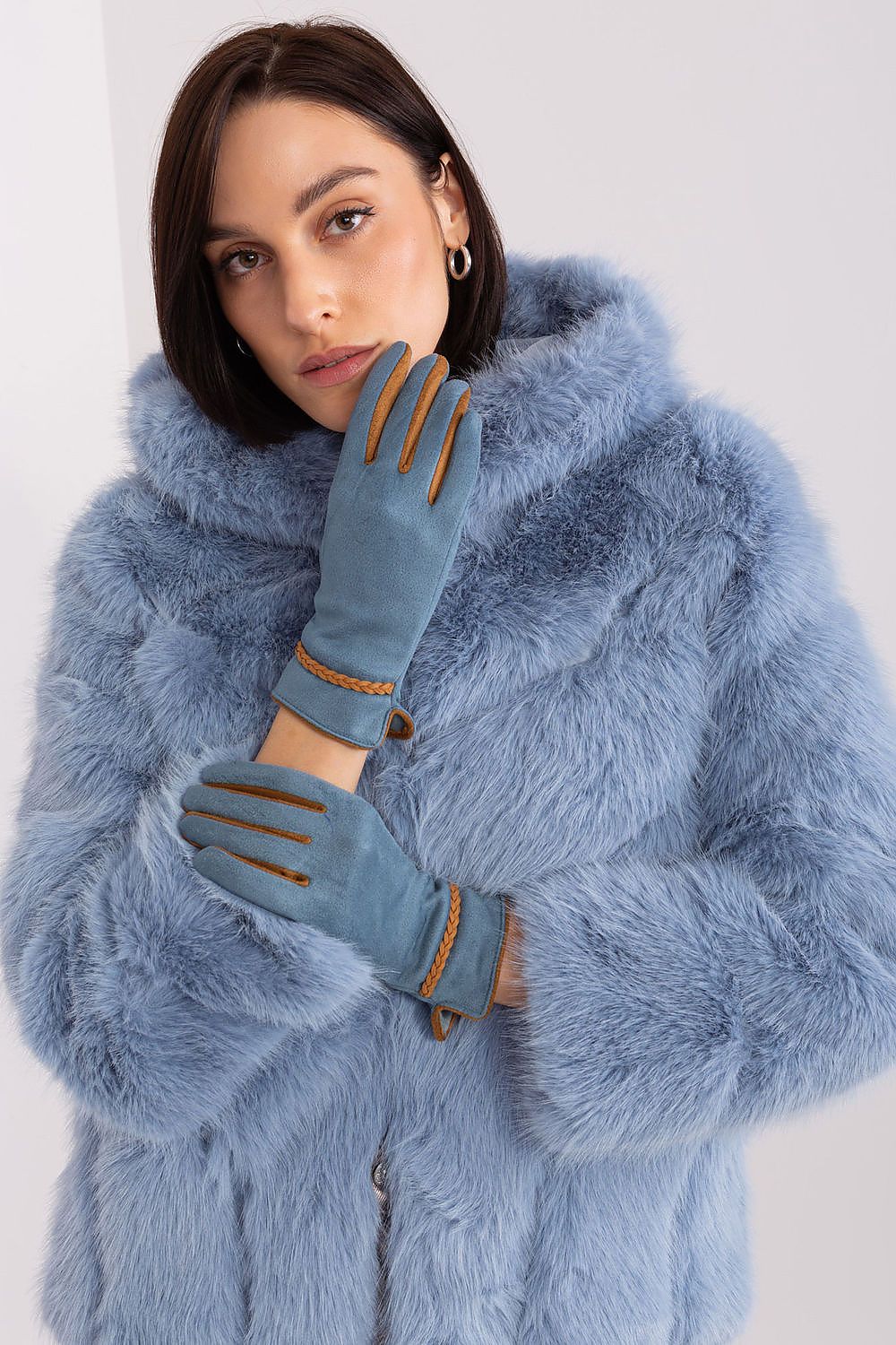   Rękawiczki Model AT-RK-238601.25P Grey/Blue - AT 