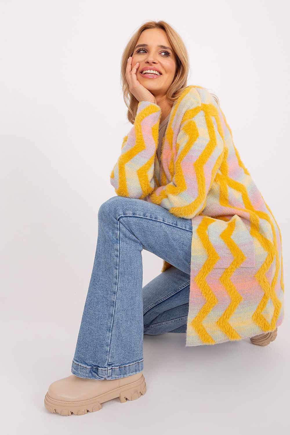  Sweter Kardigan Model AT-SW-234701.34 Yellow - AT 