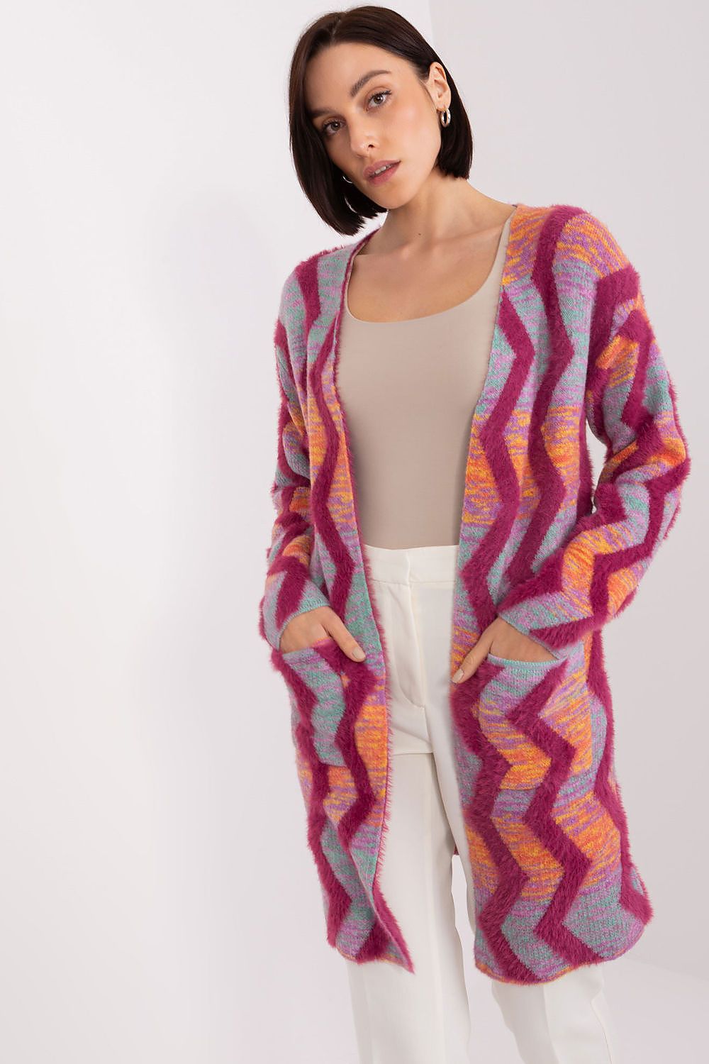  Sweter Kardigan Model AT-SW-234701.34 Fuksja - AT 