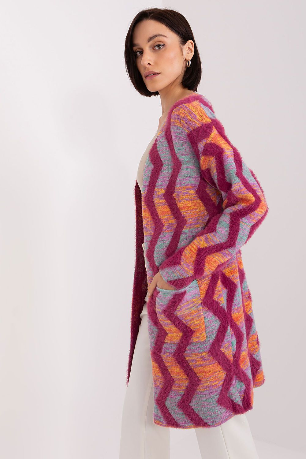  Sweter Kardigan Model AT-SW-234701.34 Fuksja - AT 