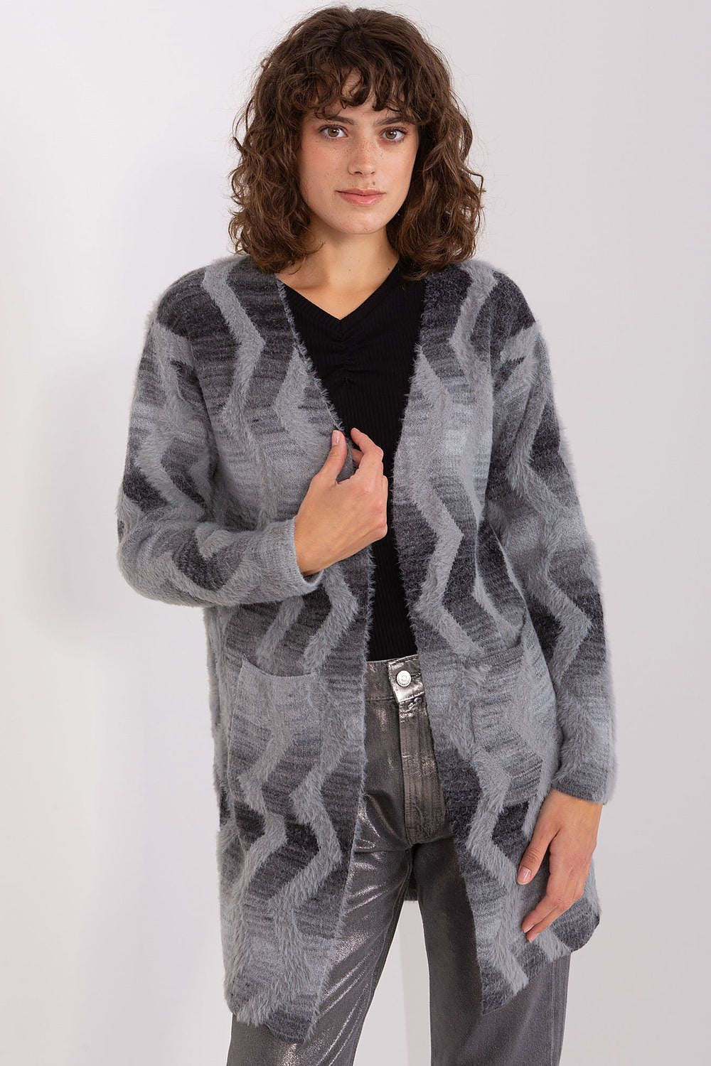 Sweter Kardigan Model AT-SW-234701.34 Grey - AT 