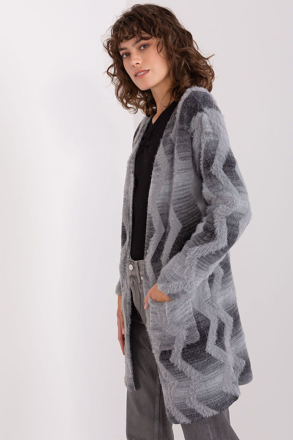  Sweter Kardigan Model AT-SW-234701.34 Grey - AT 