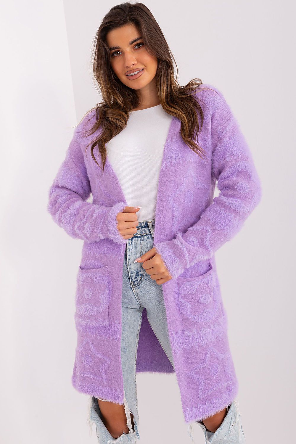  Sweter Kardigan Model AT-SW-234503.00P Light Violet - AT 
