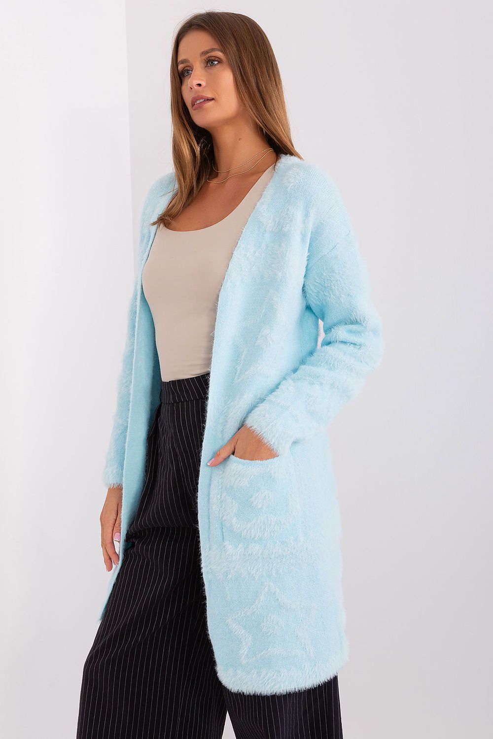  Sweter Kardigan Model AT-SW-234503.00P Light Blue - AT 