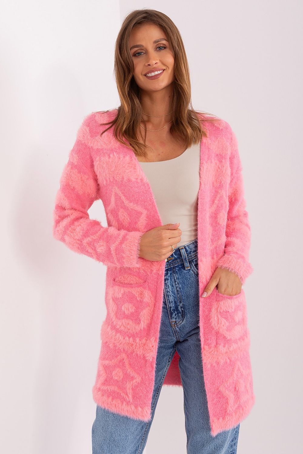  Sweter Kardigan Model AT-SW-234503.00P Pink - AT 