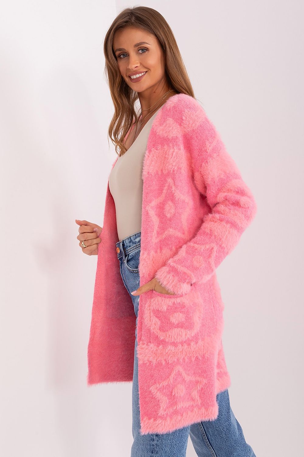  Sweter Kardigan Model AT-SW-234503.00P Pink - AT 