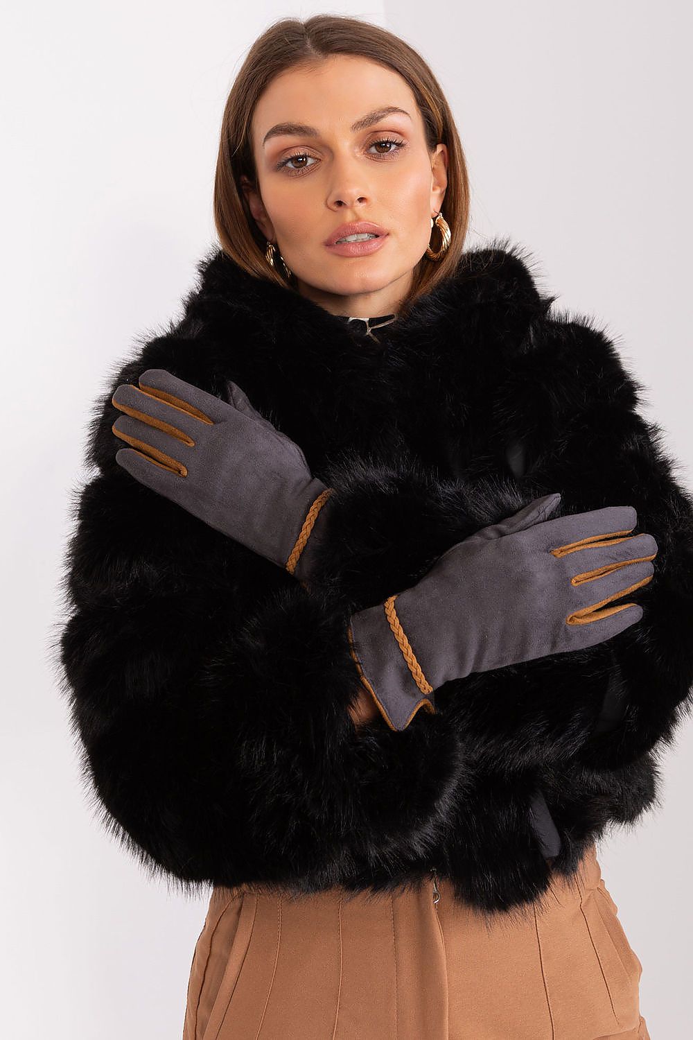   Rękawiczki Model AT-RK-238601.25P Dark Grey - AT 