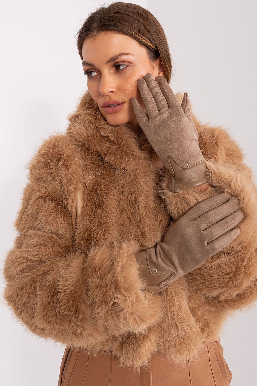   Rękawiczki Model AT-RK-239507.53P Dark Beige - AT 
