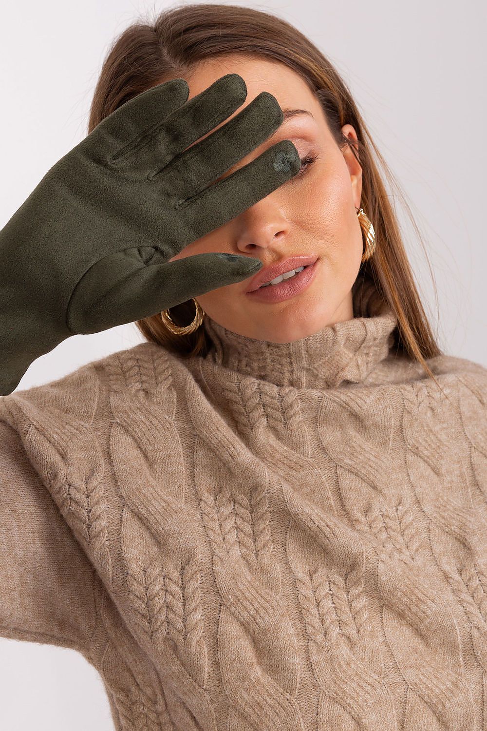   Rękawiczki Model AT-RK-239507.61P Khaki - AT 