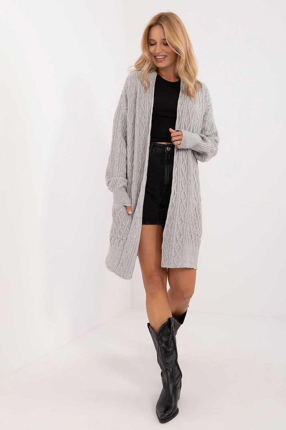  Sweter Kardigan Model AT-SW-2366.61 Grey - AT 