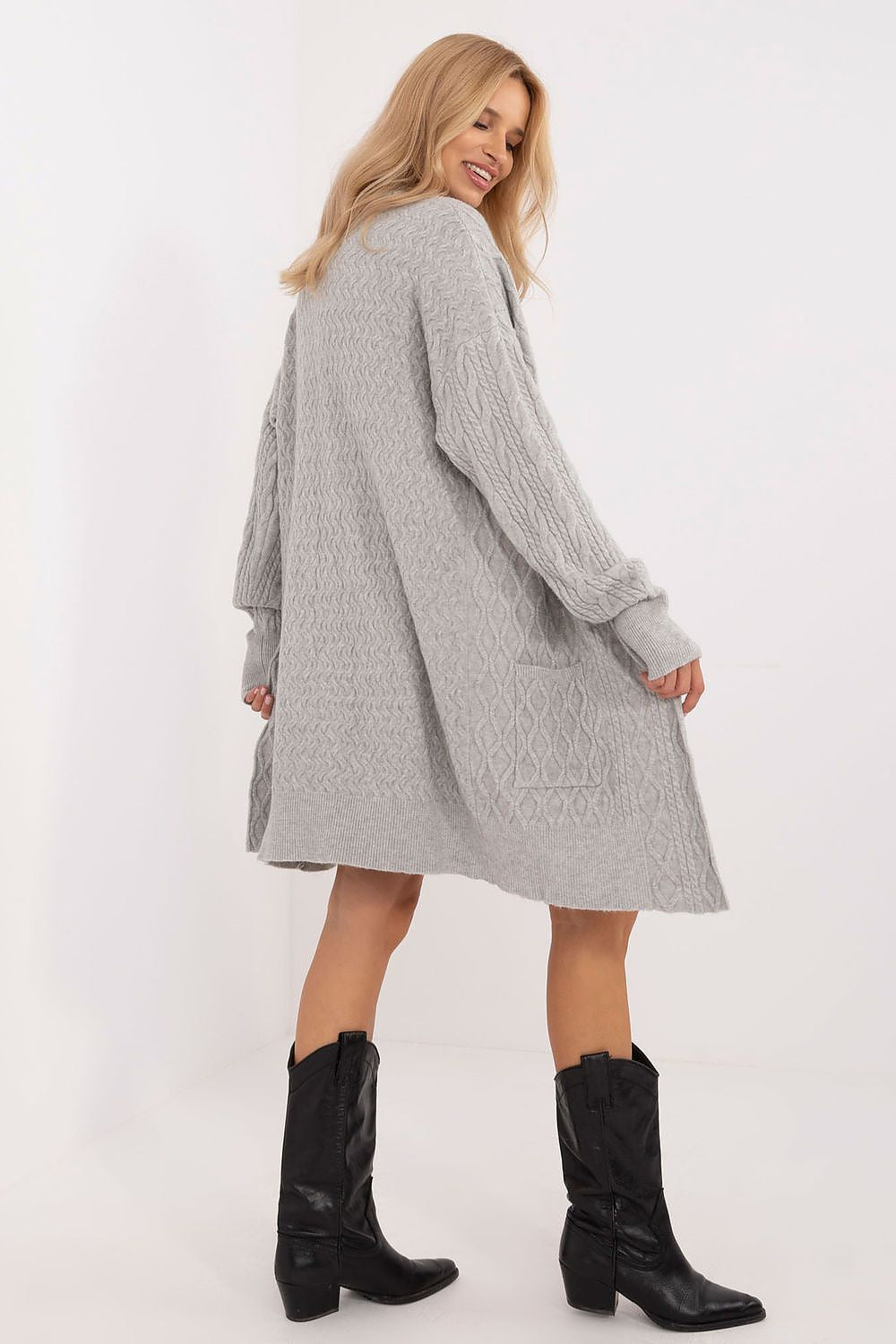  Sweter Kardigan Model AT-SW-2366.61 Grey - AT 