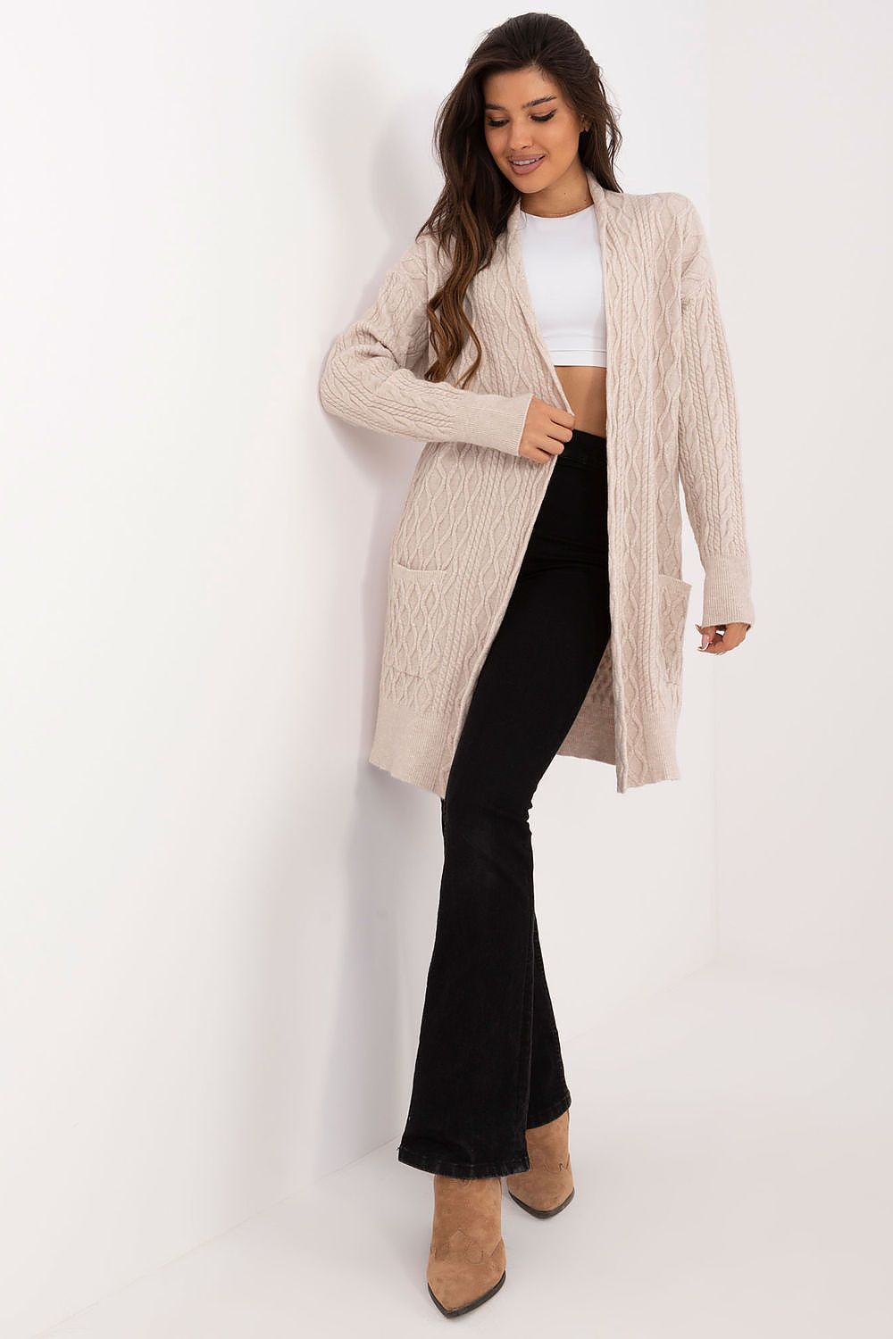 Sweter Kardigan Model AT-SW-2366.61 Beige - AT 