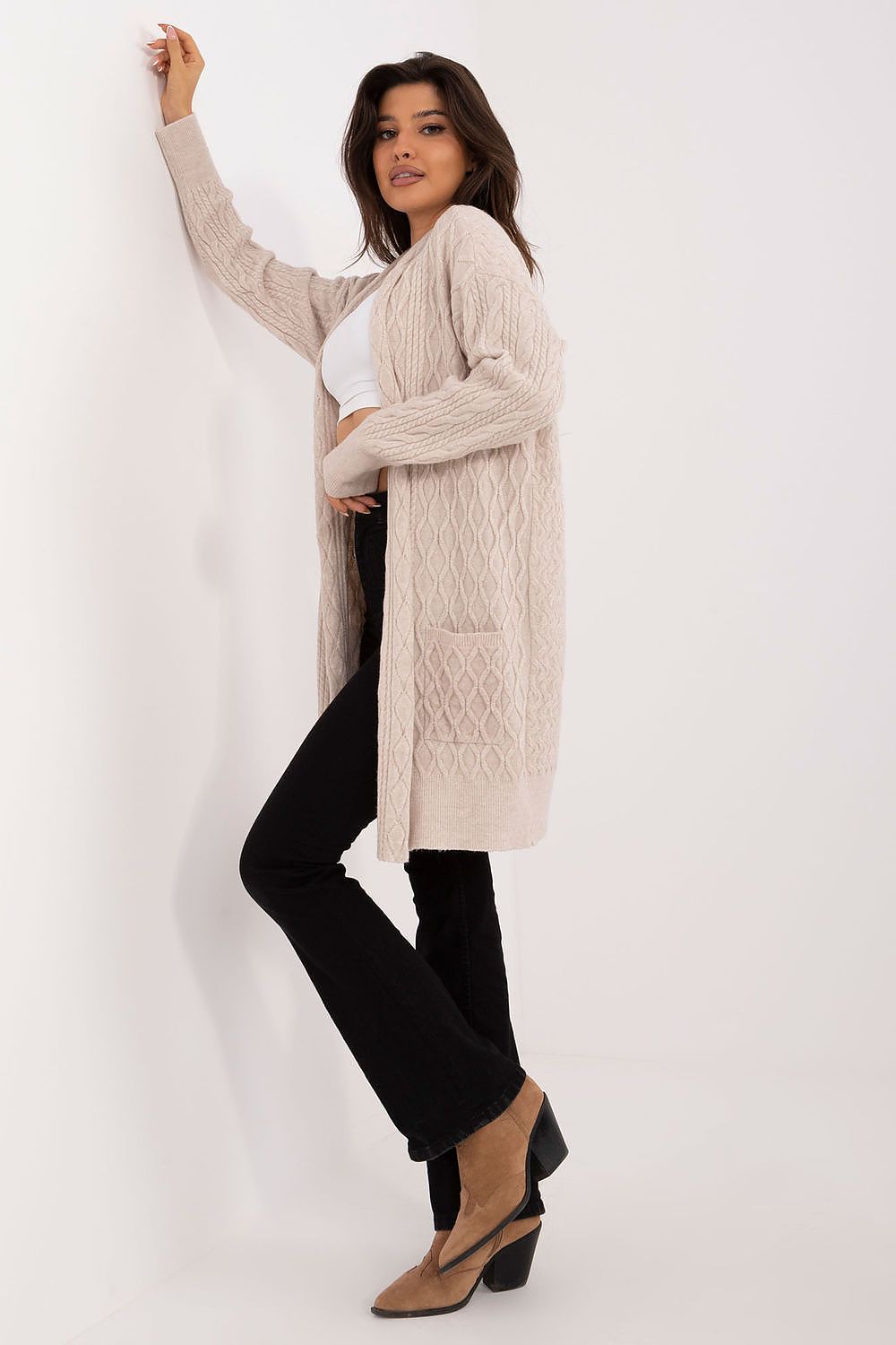  Sweter Kardigan Model AT-SW-2366.61 Beige - AT 