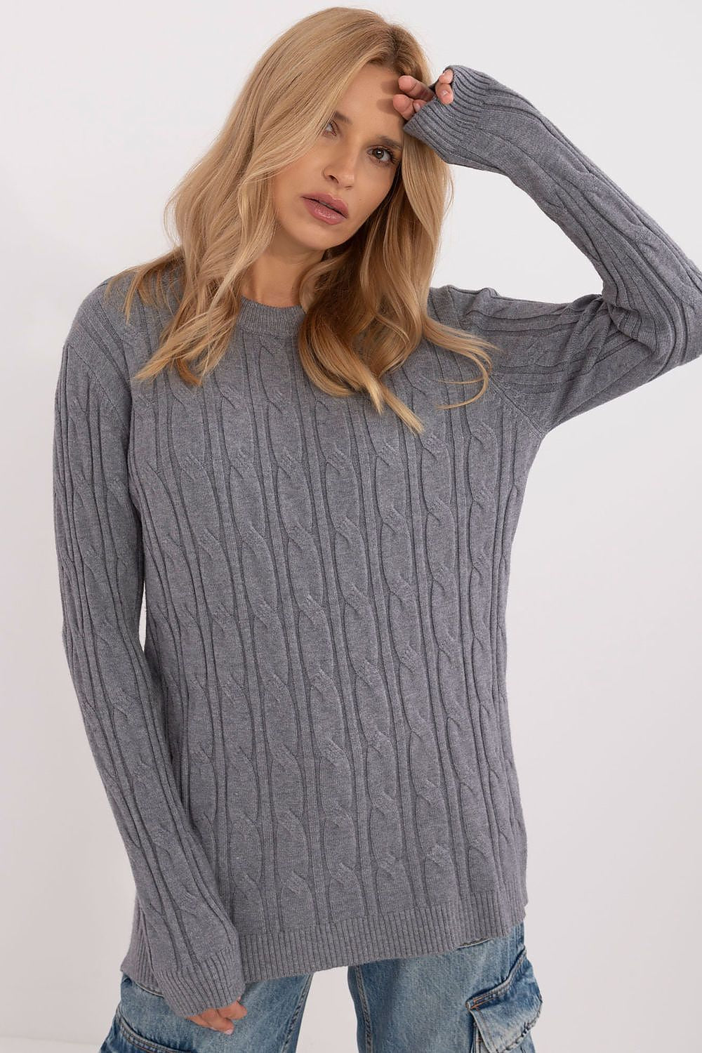   Sweter Damski Model AT-SW-2343.88 Dark Grey - AT 