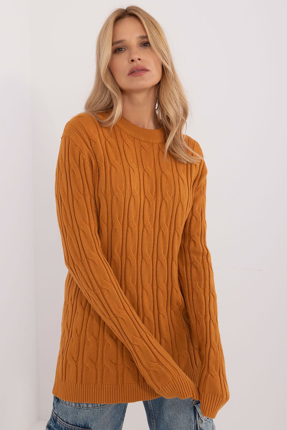   Sweter Damski Model AT-SW-2343.88 Dark Yellow - AT 
