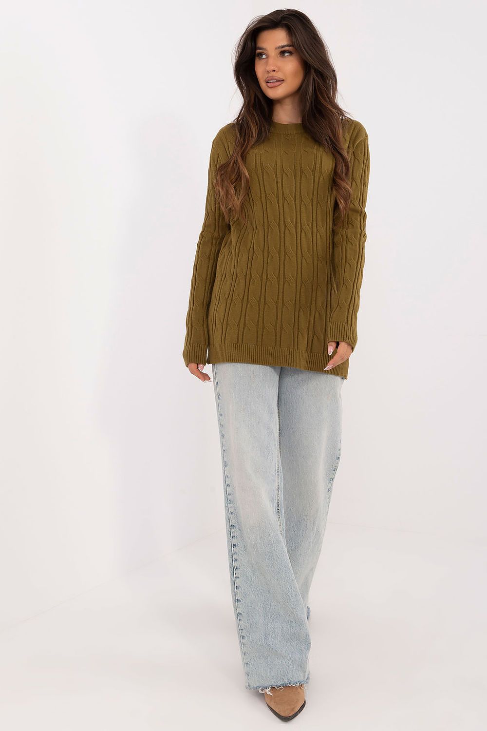   Sweter Damski Model AT-SW-2343.88 Oliwka - AT 