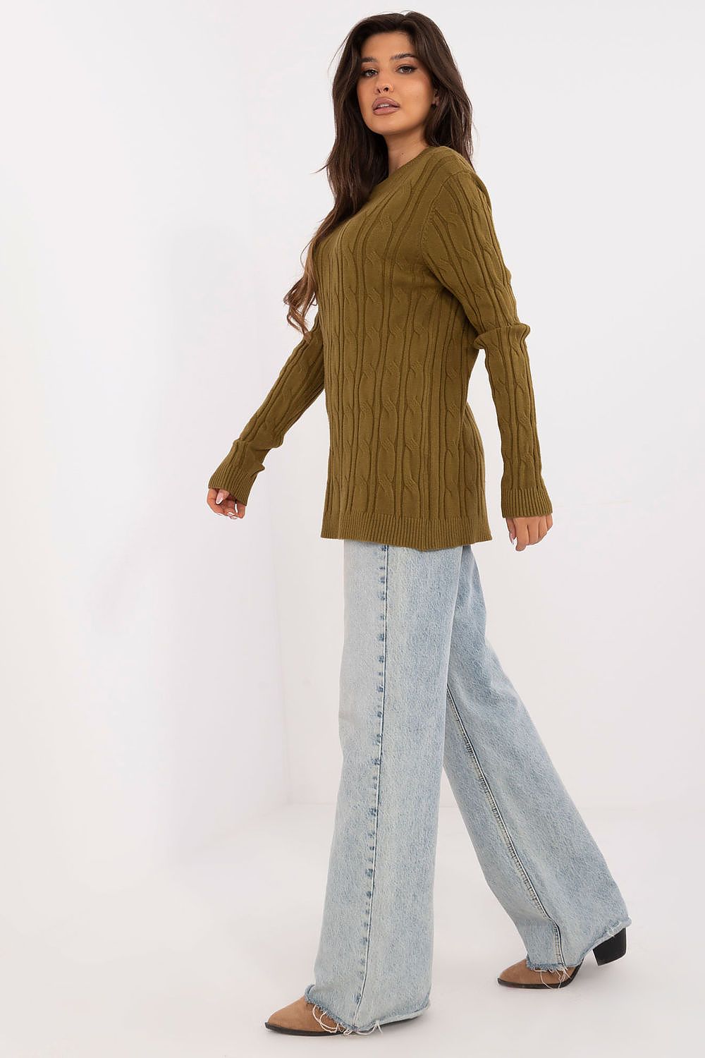   Sweter Damski Model AT-SW-2343.88 Oliwka - AT 