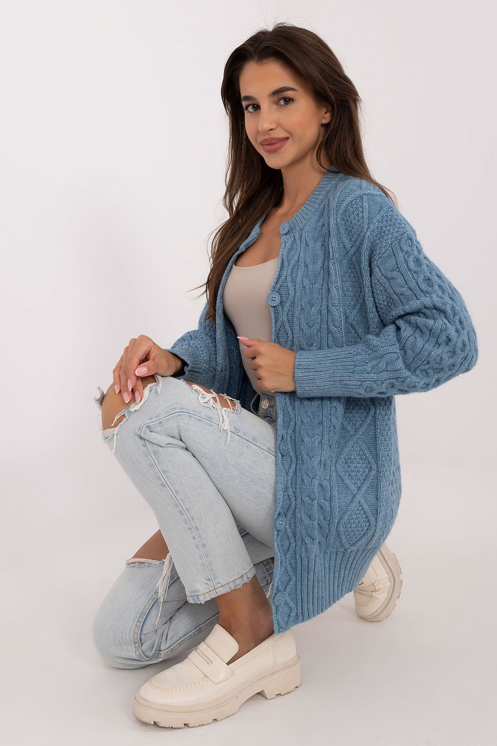  Sweter Damski Model AT-SW-23525.21 Blue - AT 
