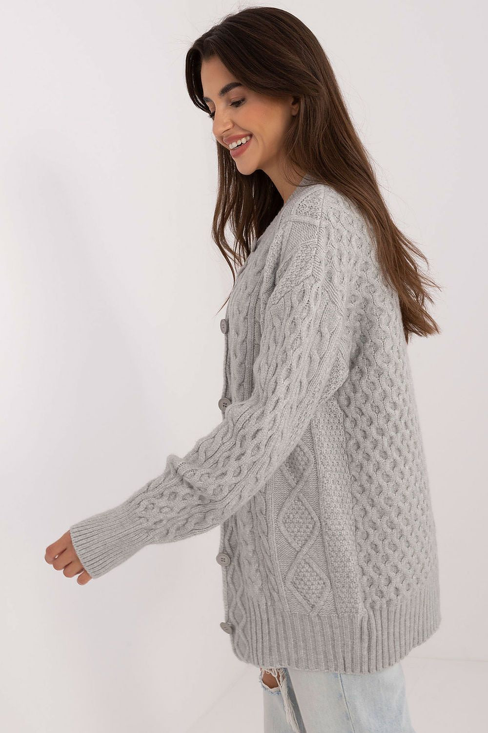  Sweter Damski Model AT-SW-23525.21 Grey - AT 