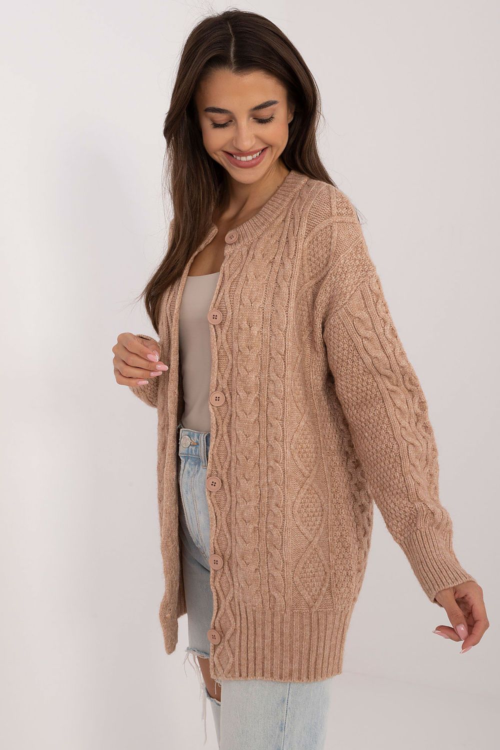  Sweter Damski Model AT-SW-23525.21 Camel - AT 