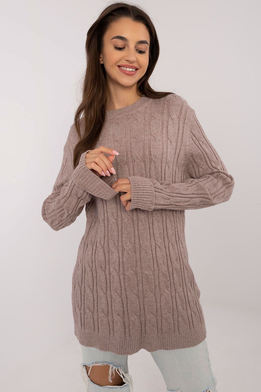   Sweter Damski Model AT-SW-2343.88 Dark Beige - AT 