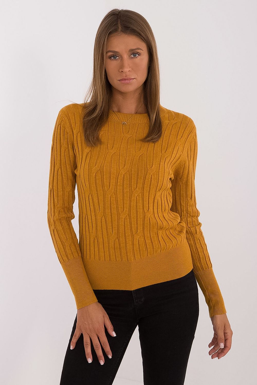   Sweter Damski Model AT-SW-2338-2.00 Dark Yellow - AT 