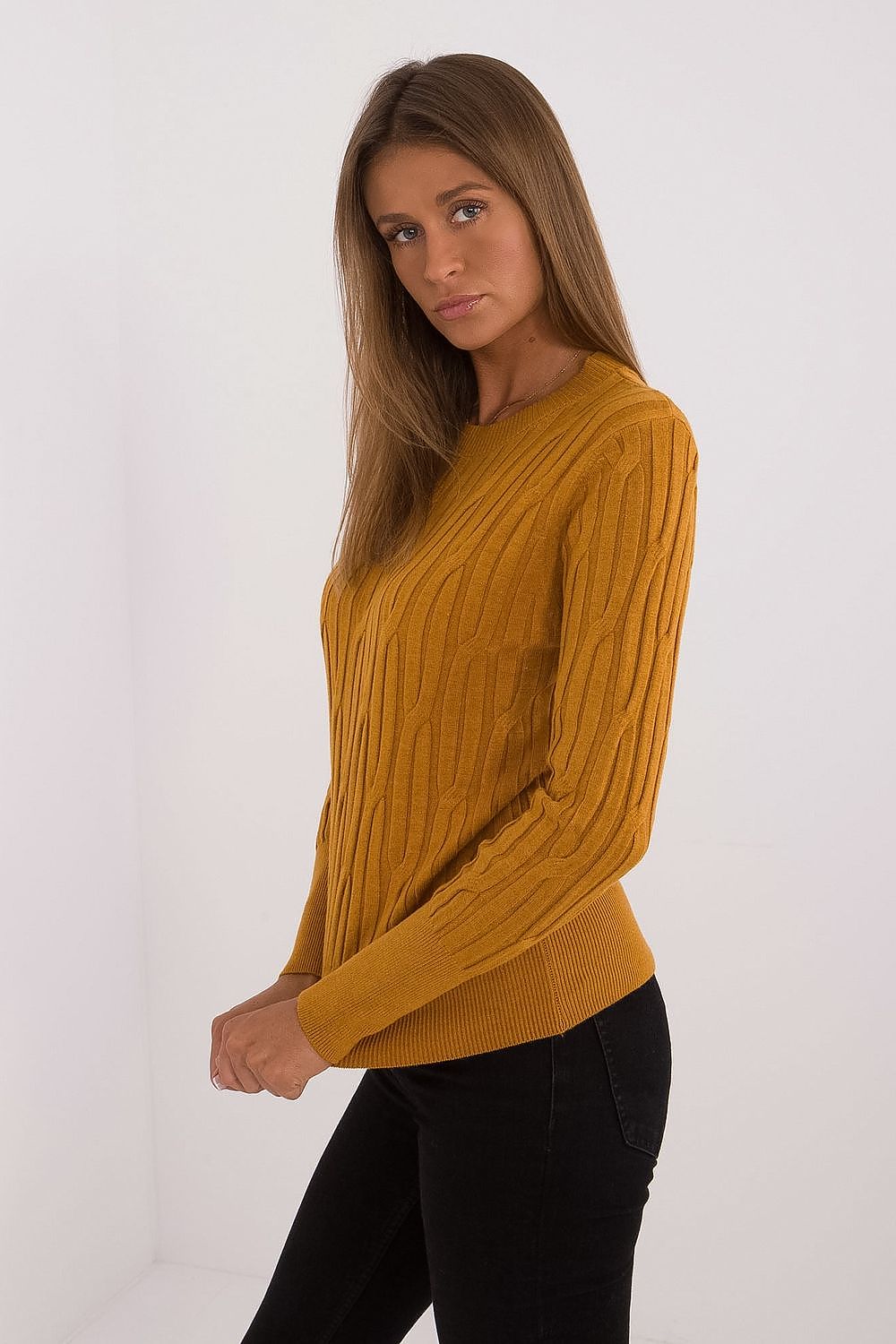   Sweter Damski Model AT-SW-2338-2.00 Dark Yellow - AT 