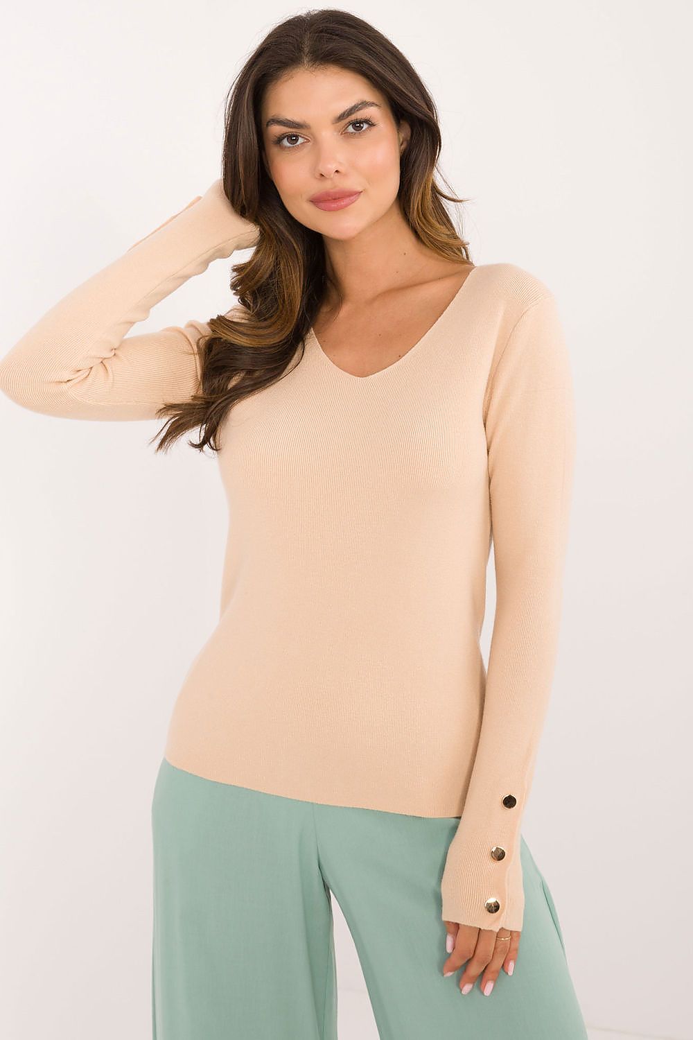   Sweter Damski Model AT-SW-2334.91 Beige - AT 