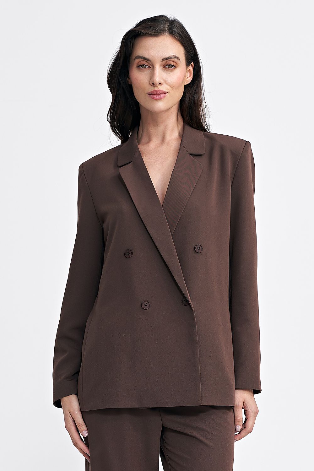   Marynarka oversize dwurzędowa Z69 Brown - Nife 