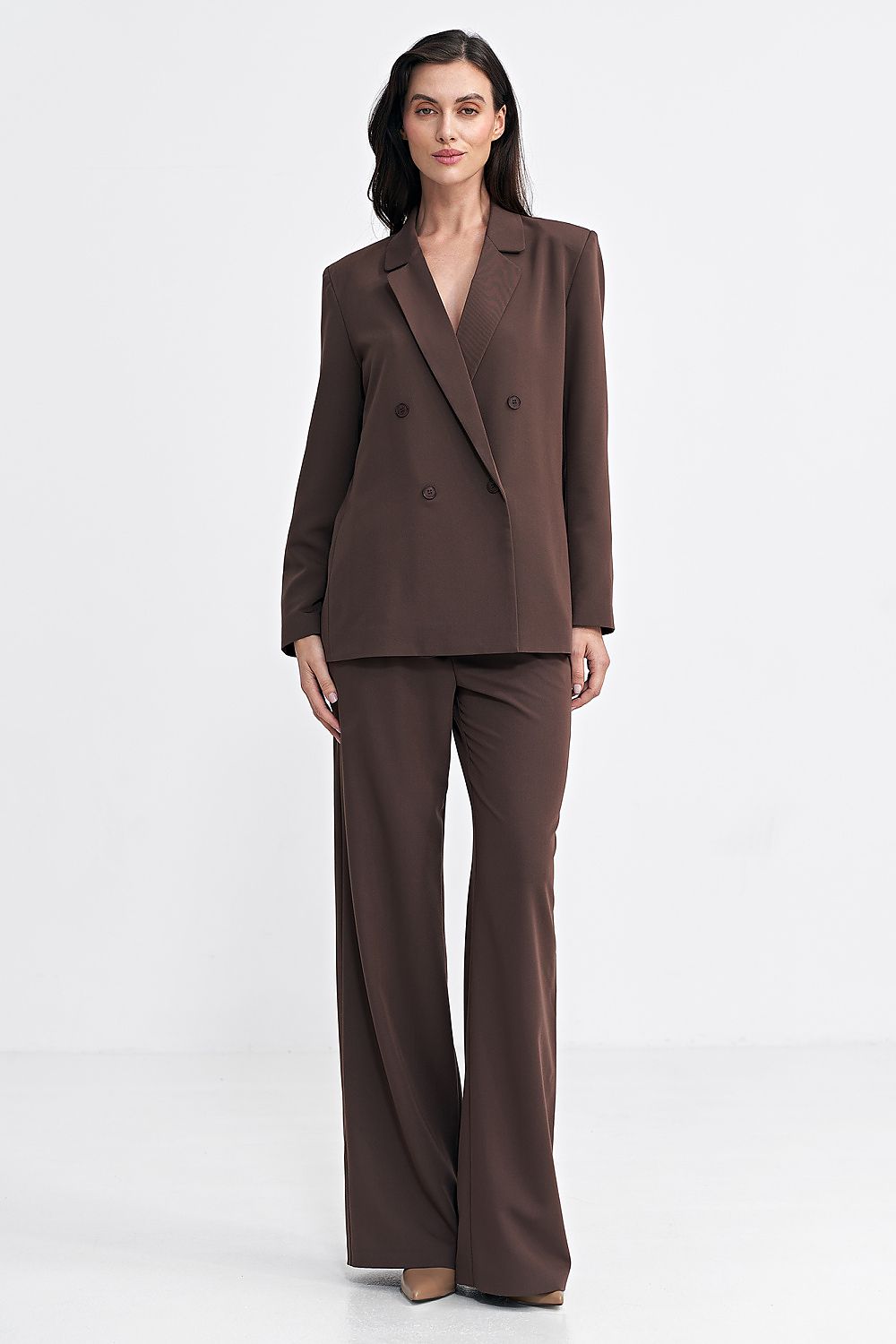   Marynarka oversize dwurzędowa Z69 Brown - Nife 
