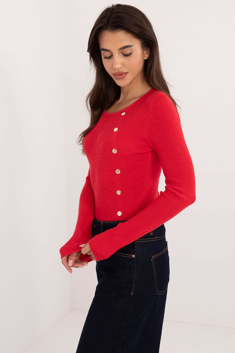   Sweter Damski Model AT-SW-2332-2.62 Red - AT 