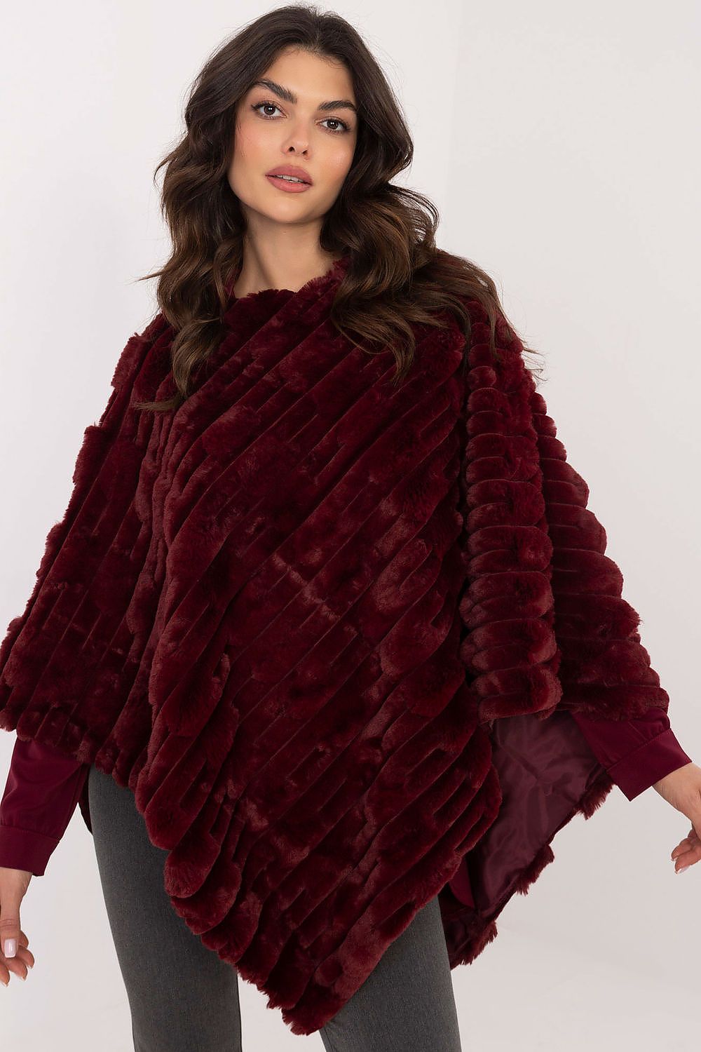  Sweter Poncho Model AT-PN-2347.68 Bordo - AT 