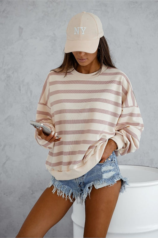   Bluza Damska Model 295674378 Light Pink Paski - LaBalancia 